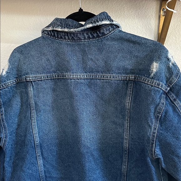 No Boundaries Distressed Blue Denim Jacket - Picture 6 of 8